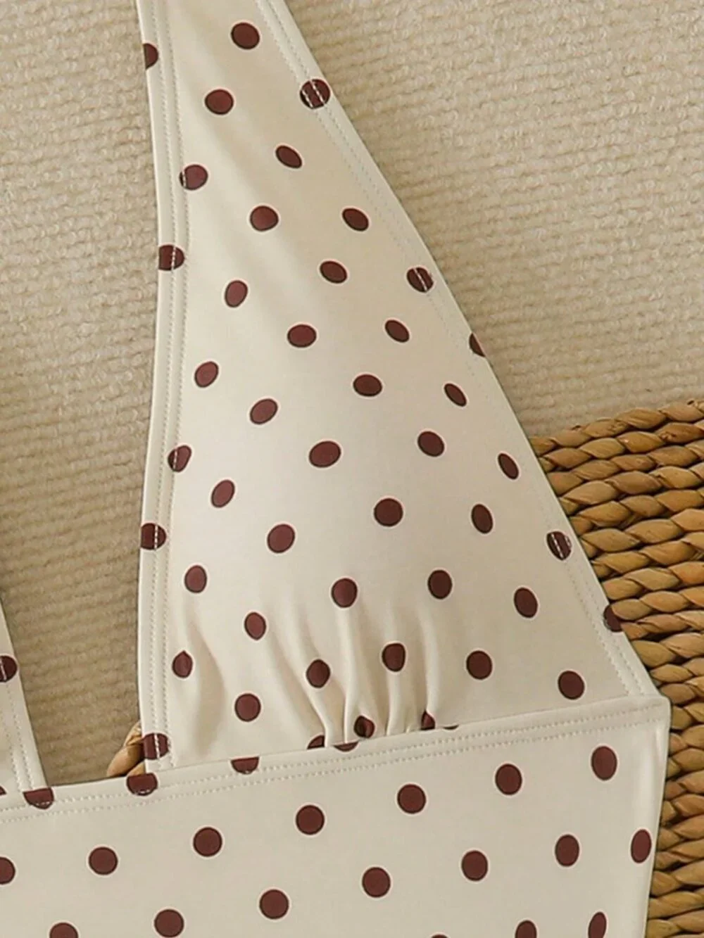 Apricot Sexy Women's Polka Dot Backless Wrap Two-Piece Swimsuit